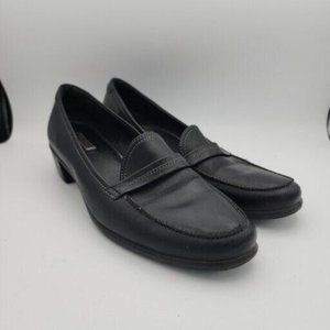 Ecco Pump Heel Shoes Womens 41 / 10 Black Leather Comfort Slip On Classic Career